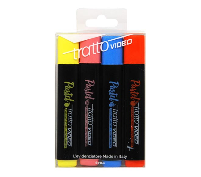 Bustina 4 Evidenziatori Tratto Video Pastel – Set Colori Soft e Scrittura Fluida