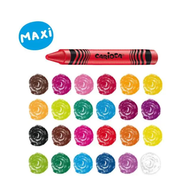 24 Pastelli a Cera Wax Crayons Maxi – Lavabili e Colori Brillanti