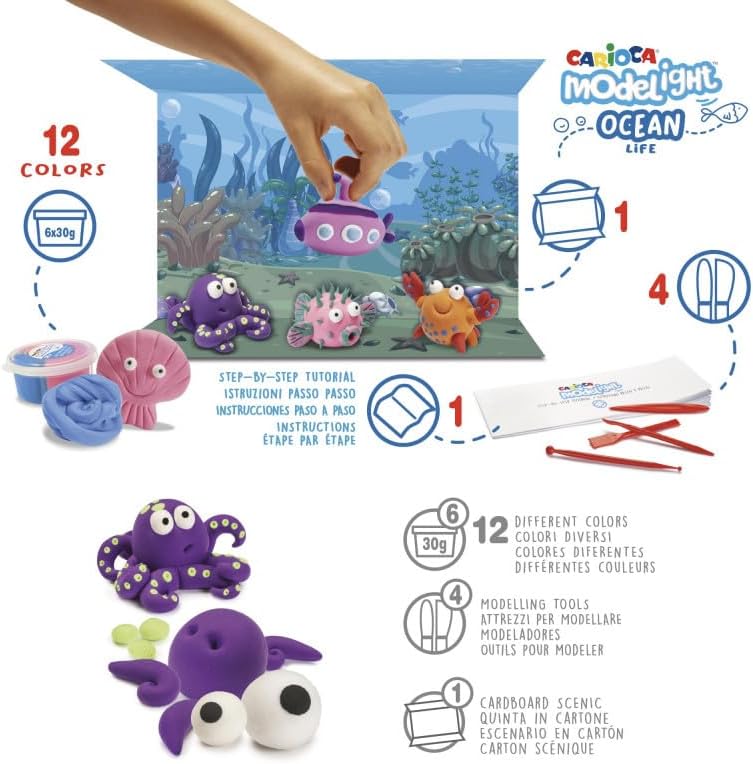 Modelight Maxi Ocean – Pasta Modellabile 12 Colori con Accessori