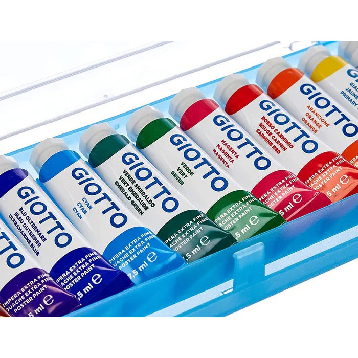 12 Tempere 7,5ml in Tubetto - Colori a Tempera Ricchi e Sicuri