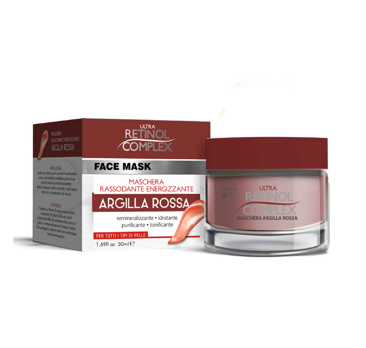 Maschera Viso Argilla Rossa Rassodante