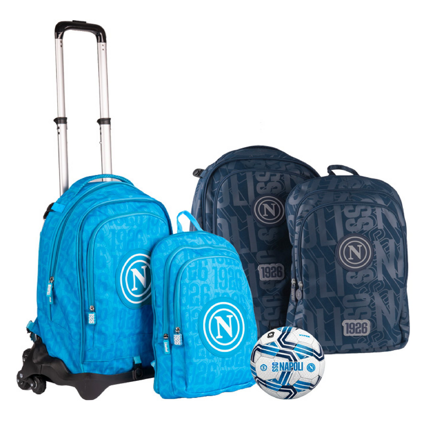 Zaino Trolley SSC Napoli 2026 Ruote e Spallacci con Mini Palla Omaggio
