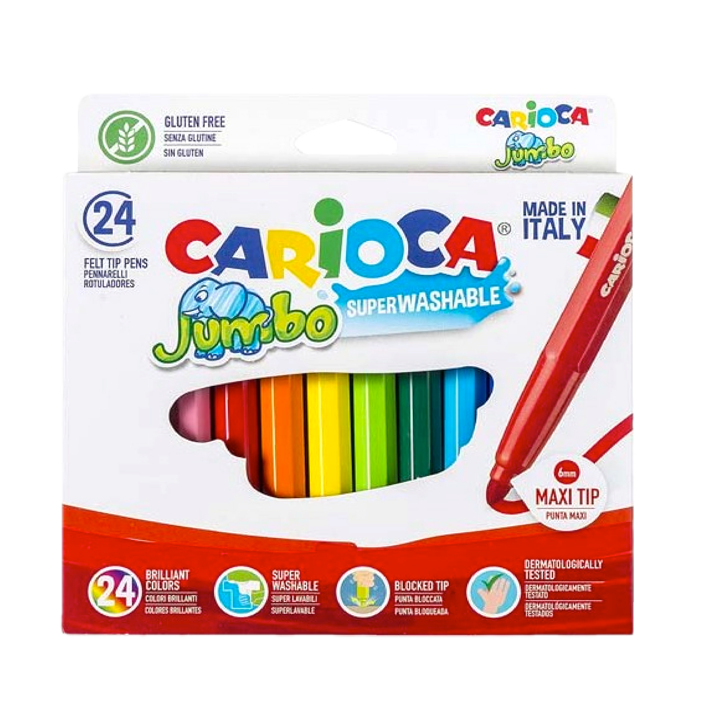 24 Pennarelli Jumbo Lavabili – Punta Maxi per Bambini