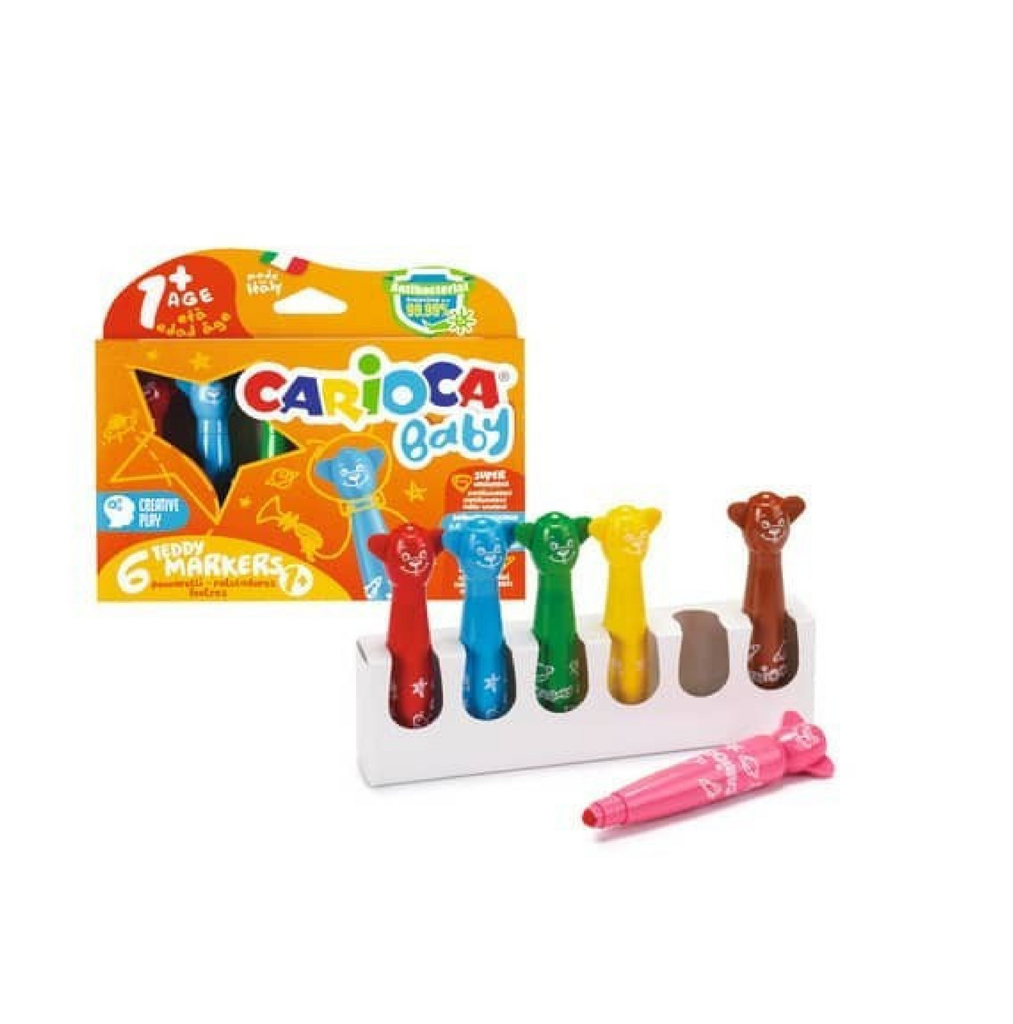 6 Pennarelli Baby 1+ Teddy Marker – Pennarelli Orsetto Sicuri per Bambini