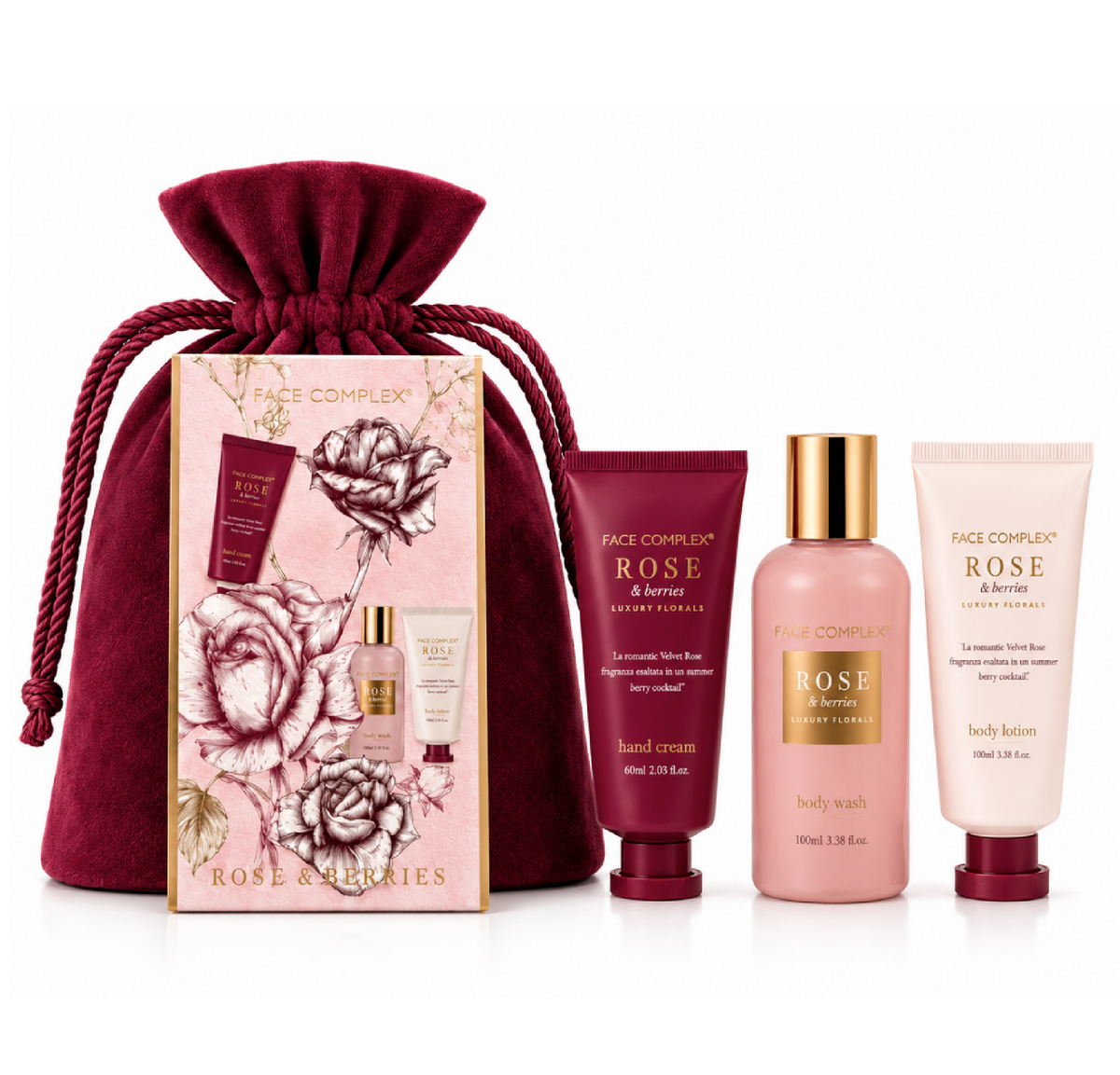 Face Complex Kit Care - Bagnoschiuma 100ml, Crema Mani 60ml e Corpo 60ml