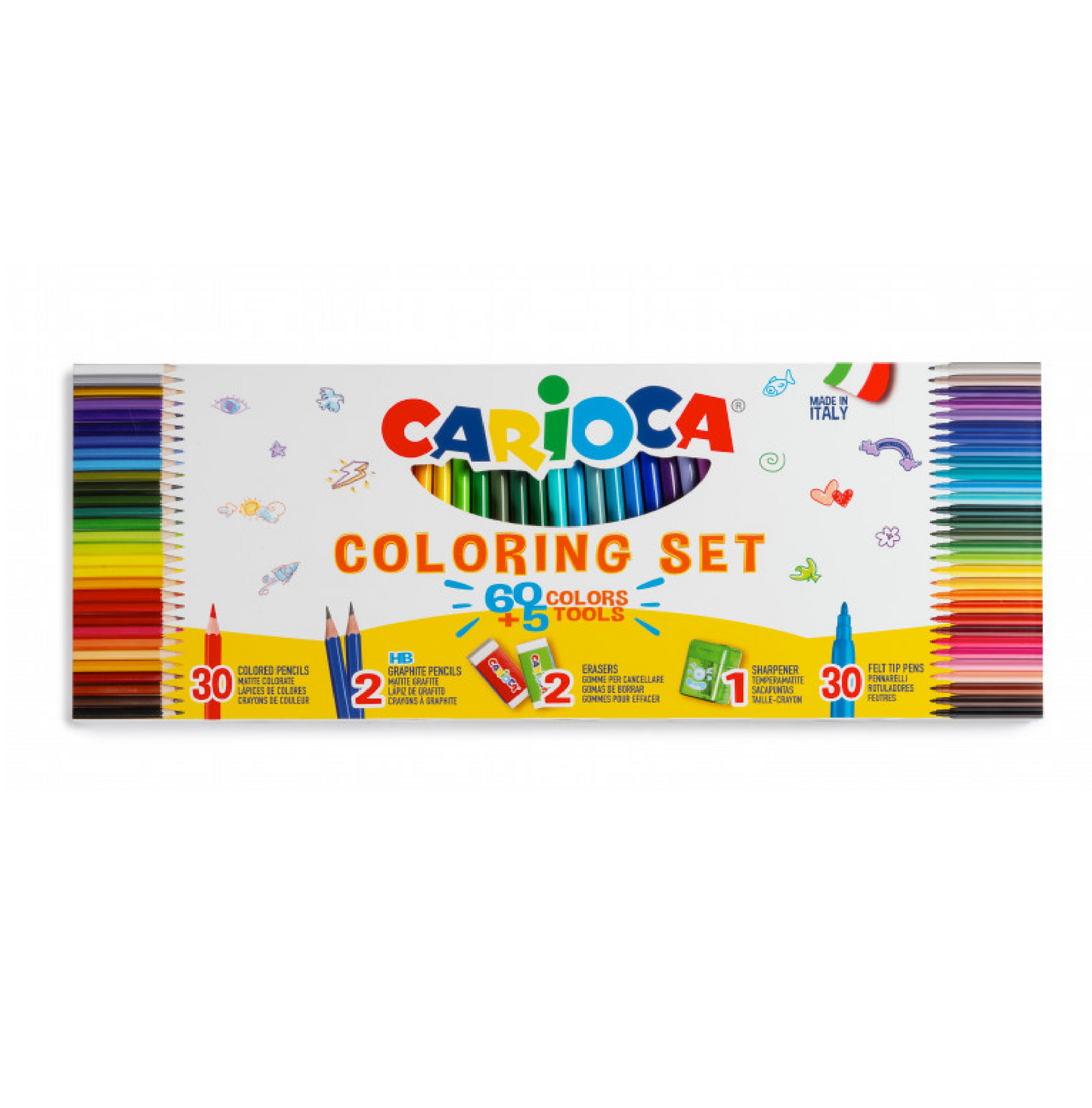 65 Accessori Set Scuola – 30 Pennarelli, 30 Pastelli, Matite e Accessori
