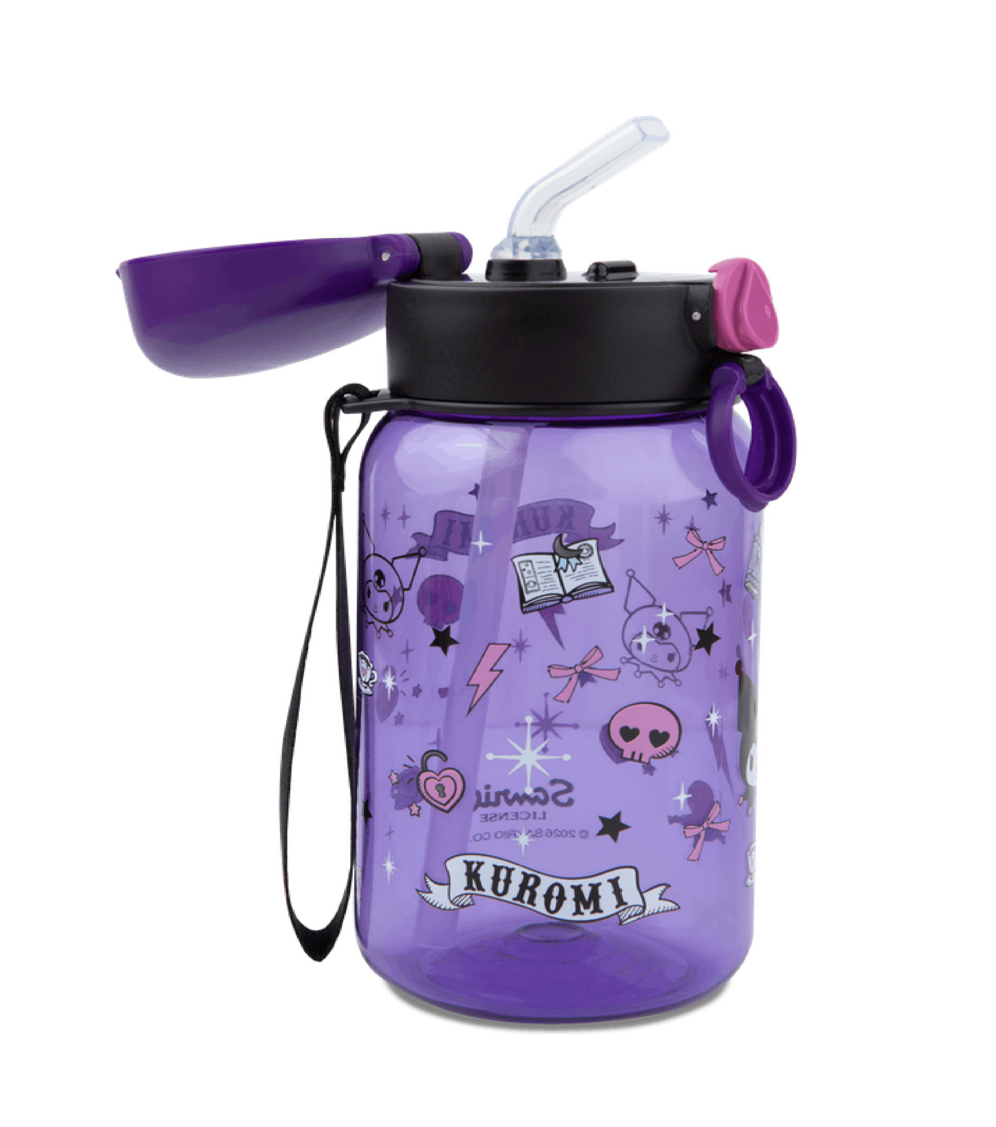 Borraccia Kuromi 500ml BPA Free - Tracolla e Gancio Nome