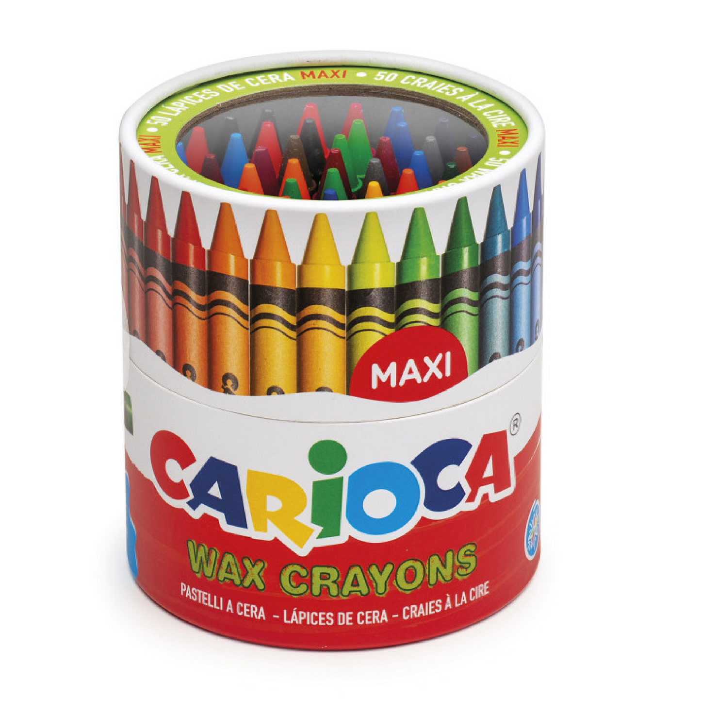 50 Pastelli a Cera Maxi in Barattolo – Colori Vivaci per Bambini
