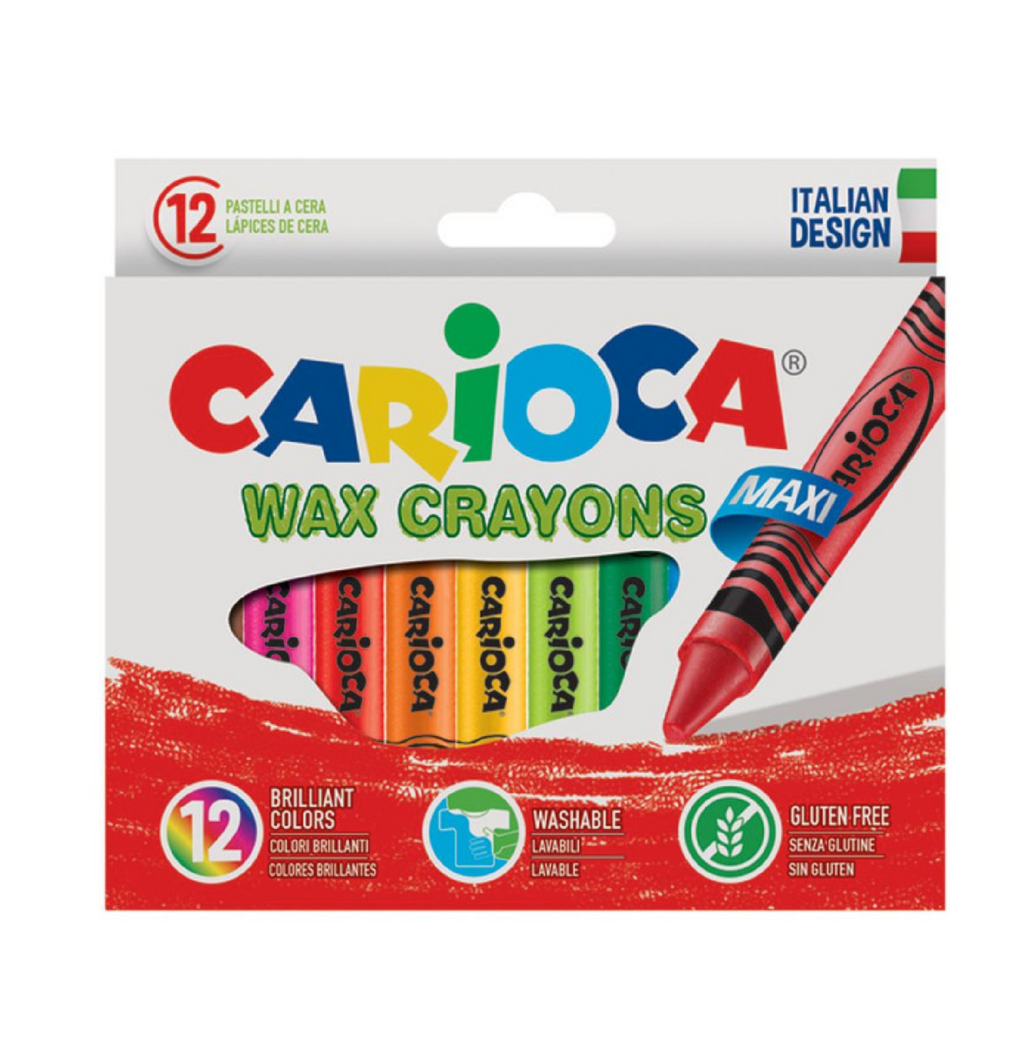12 Pastelli a Cera Wax Crayons Maxi – Colori Brillanti e Facili da Usare