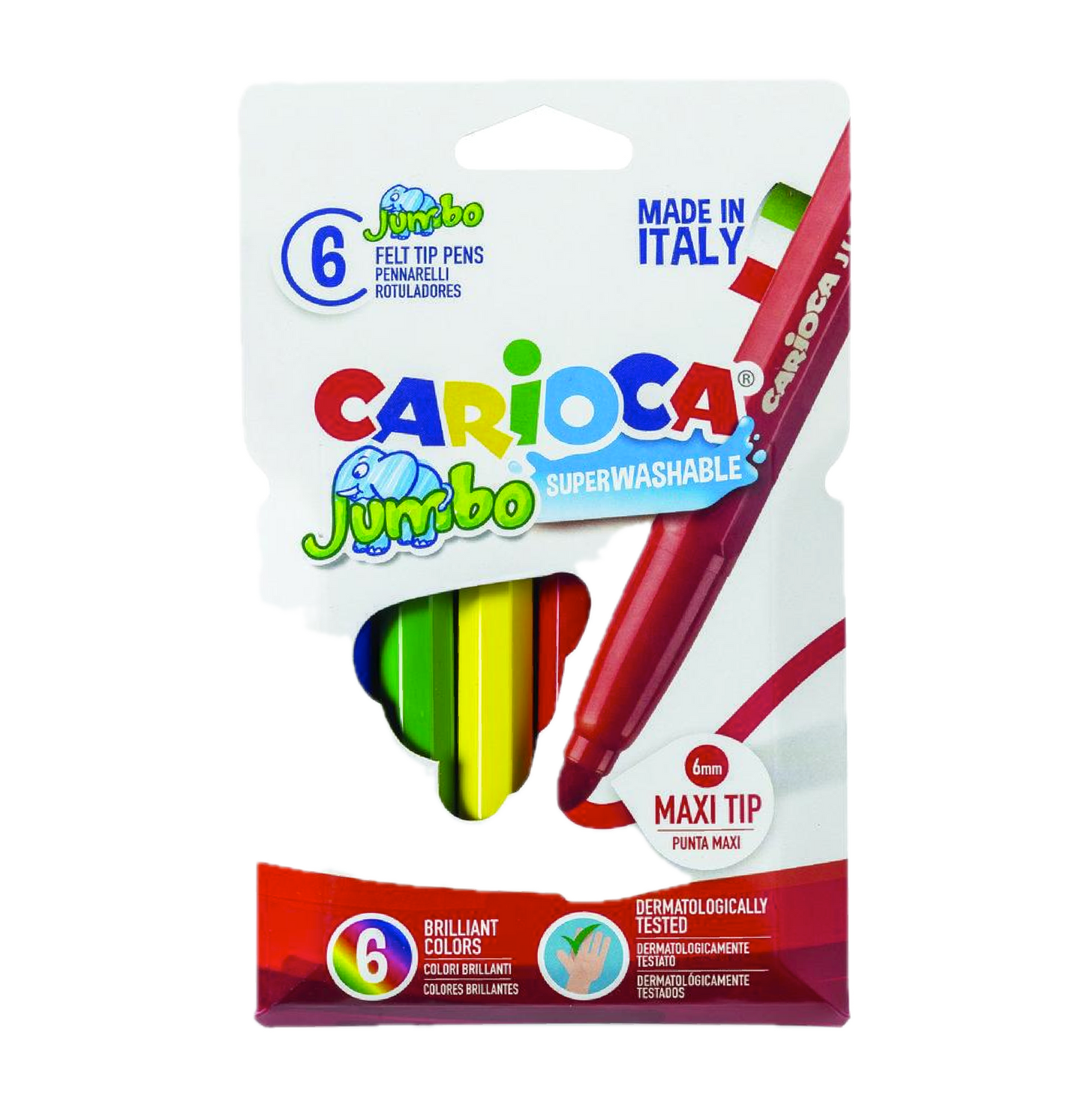 6 Pennarelli Jumbo Lavabili – Punta Maxi e Colori Vivaci