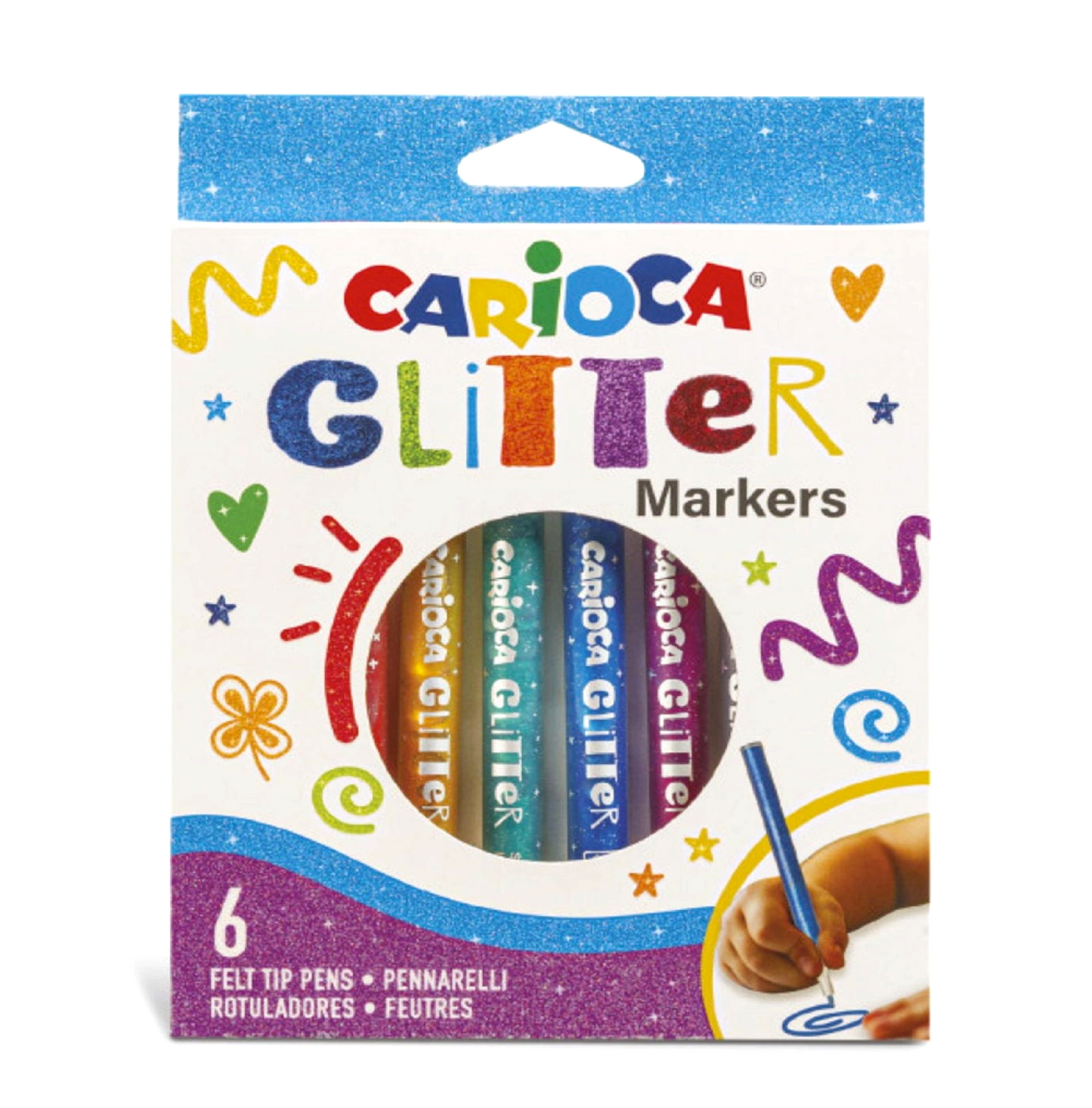 Set 6 Pennarelli Glitter – Pennarelli Colorati Effetto Brillante per Disegno e Creatività