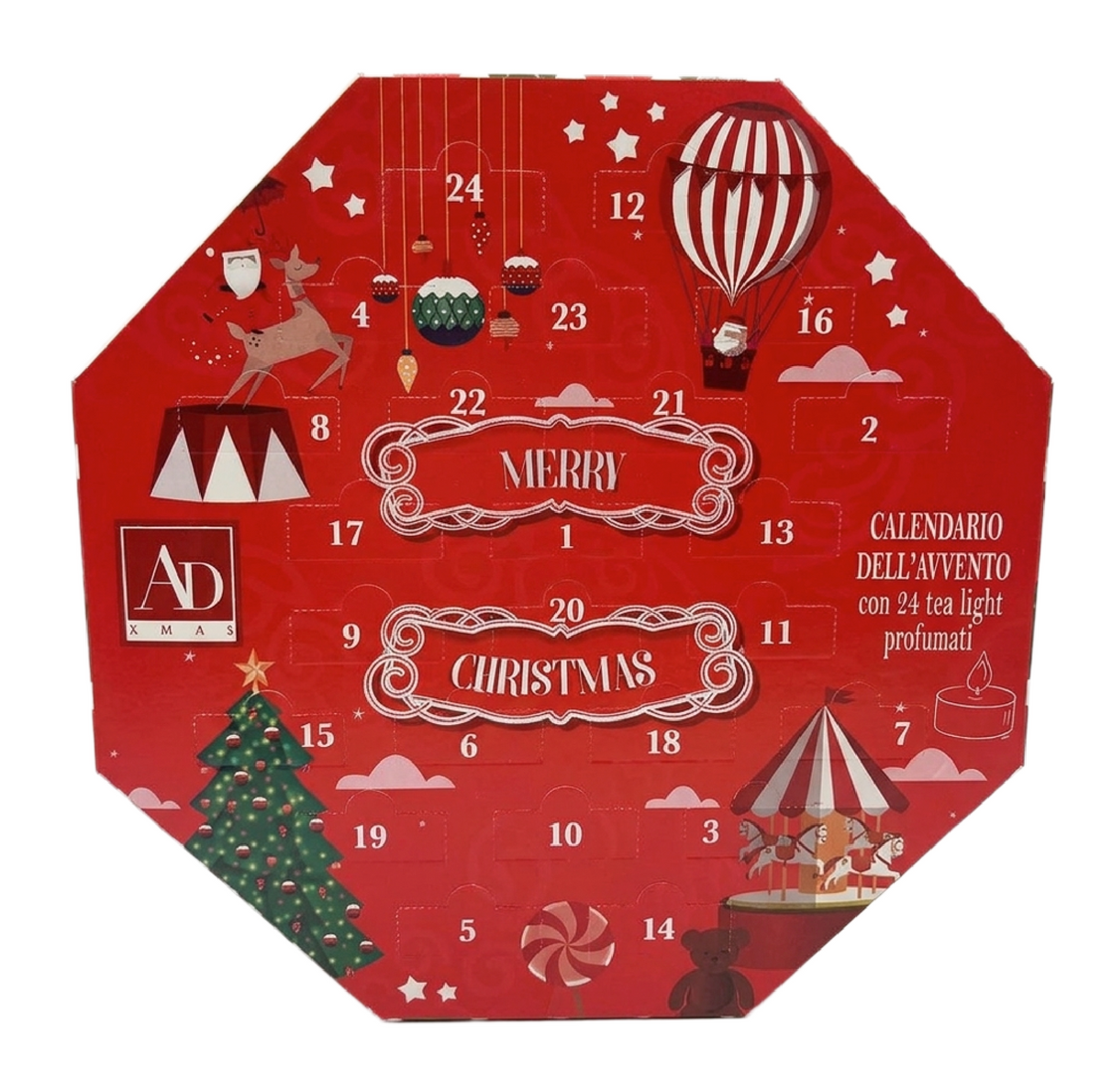 Calendario dell'Avvento con 24 Tea Light Profumati | Idea Regalo