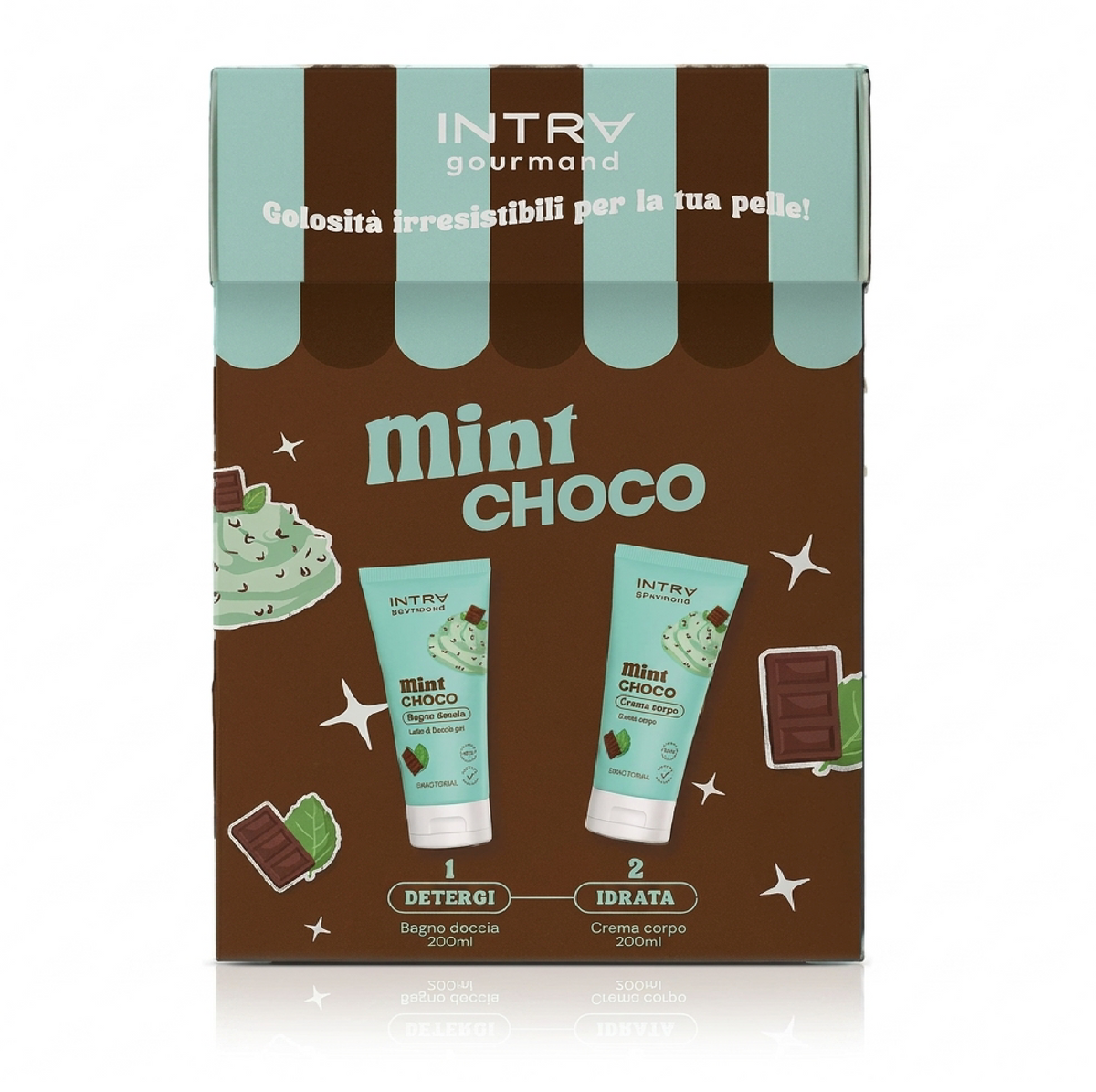 Mint e Choco Cofanetto - Bagno Doccia + Crema Cioccolato e Menta