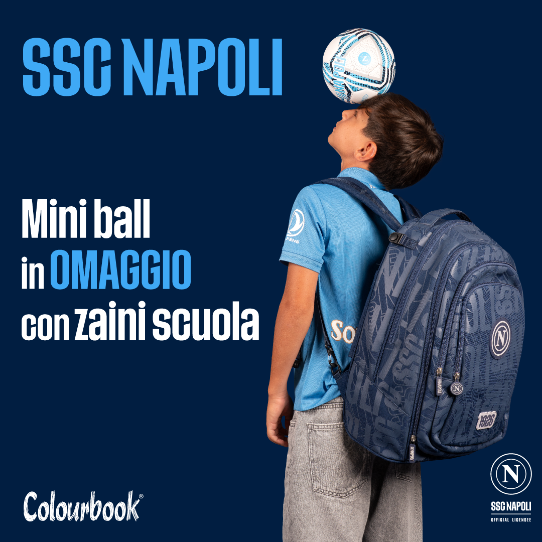 Zaino Trolley SSC Napoli 2027 Ruote e Spallacci con Mini Palla Omaggio
