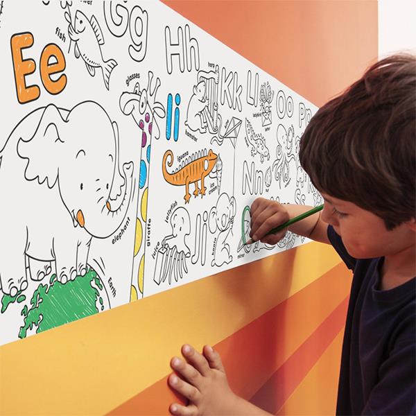 Coloring Roll ABC 200x30 cm – Rotolo Carta Adesiva + 8 Matite Colorate