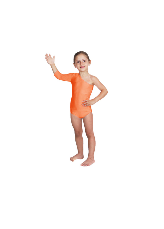 Body Danza Lycra Monospalla Manica Tre Quarti Arancione
