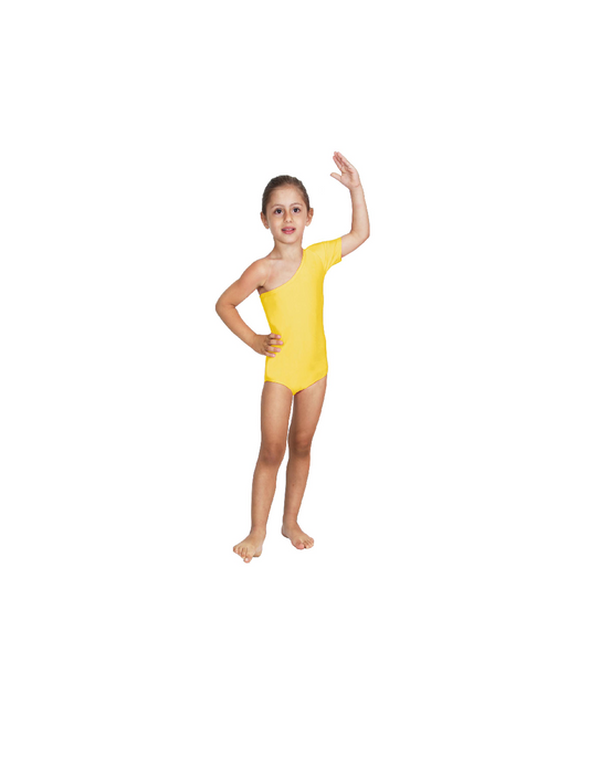 Body Danza Lycra Monospalla Mezza Manica Giallo