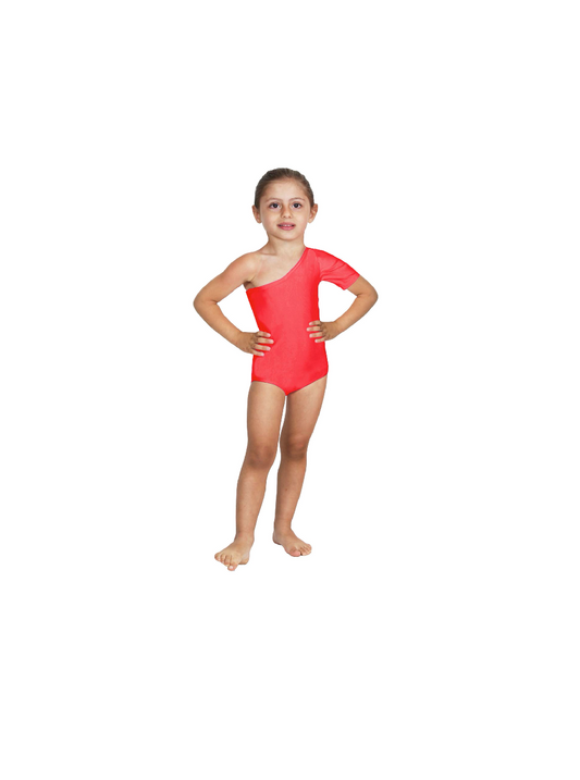 Body Danza Lycra Monospalla Mezza Manica Rosso