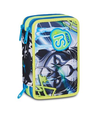 Astuccio 3 Zip SJ Gang Glace Panther Boy - Astuccio Scuola Completo Pantera