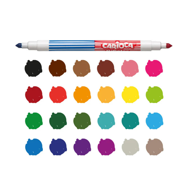 12 Pennarelli Bicolor Super Lavabili – Doppia Punta per Colori Doppi