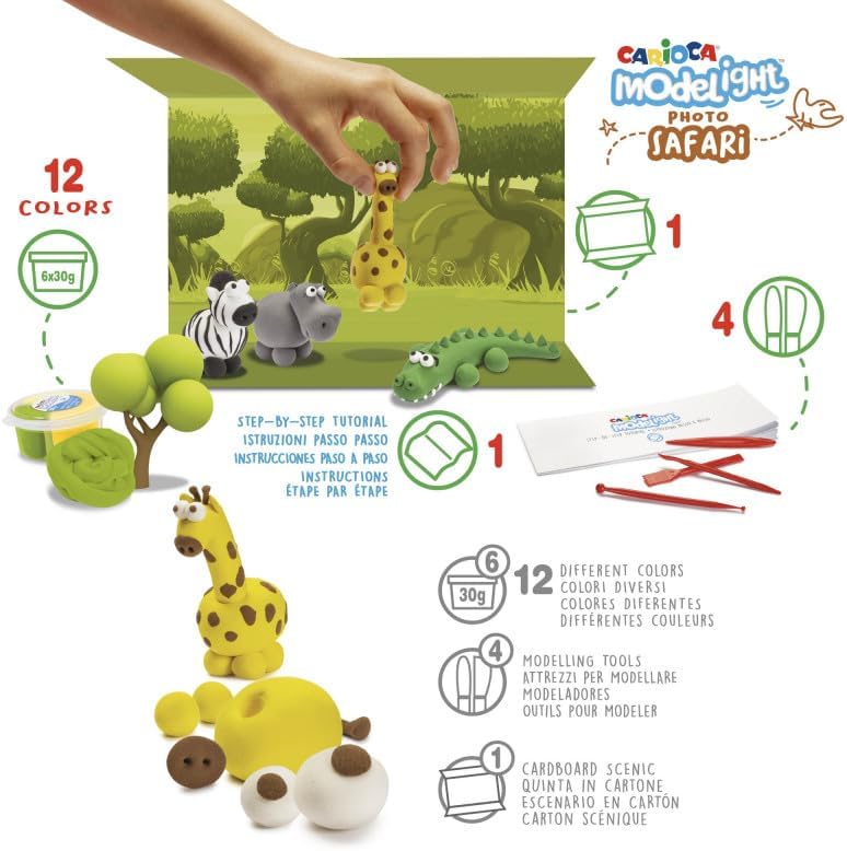 Modelight Maxi Safari Giungla – Pasta Modellabile 12 Colori con Accessori