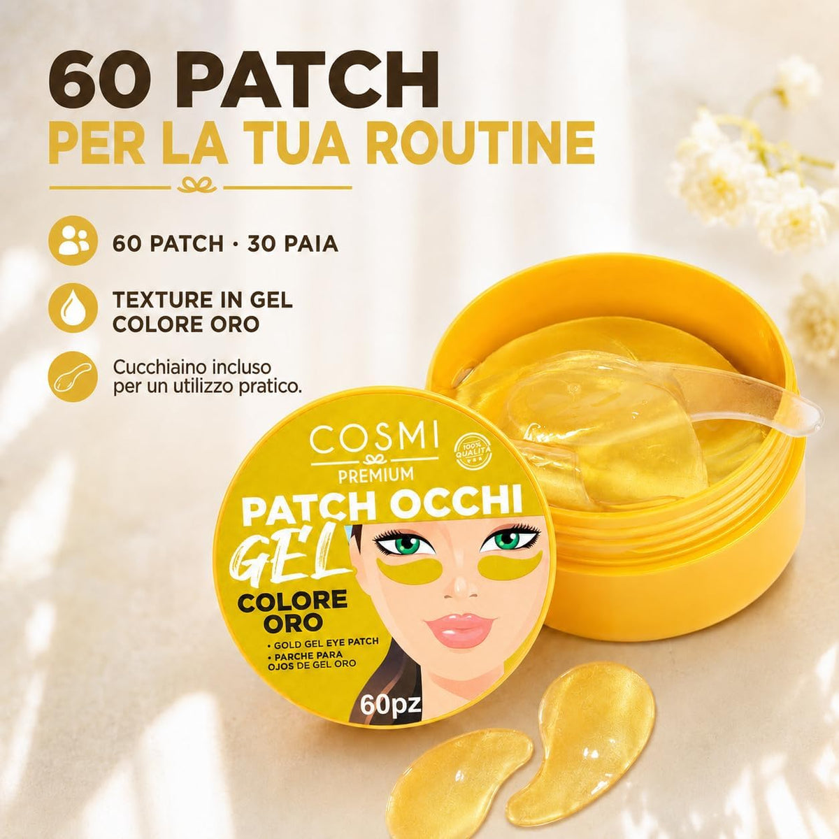 Patch Occhi Cosmi Hydrogel 60 Pezzi | Oro Rassodante o Vino Rosso