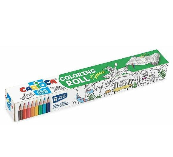 Coloring Roll Jungle 200x30 cm – Rotolo Carta Adesiva + 8 Matite Colorate