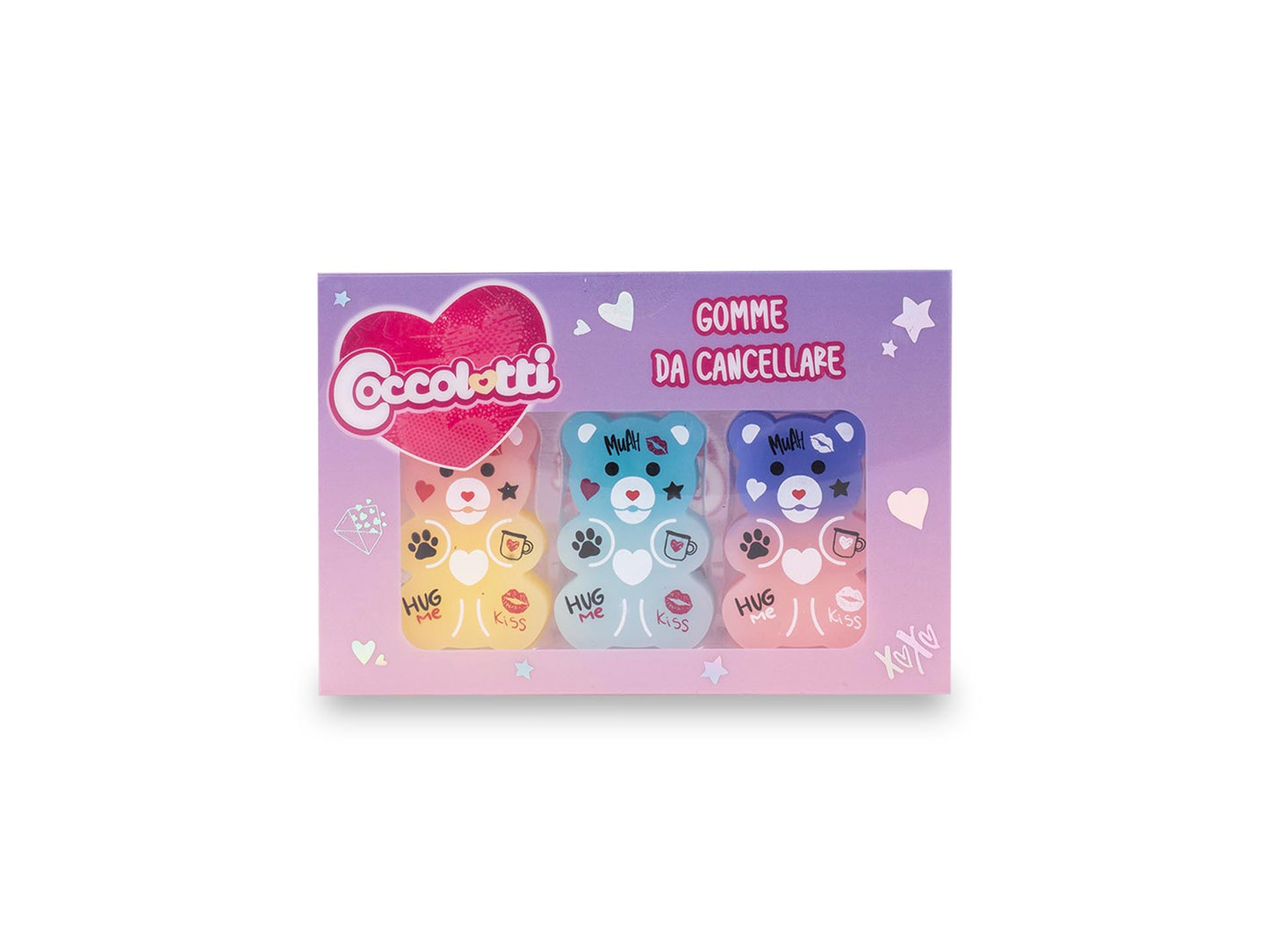 Gommine Coccolotti by Colourbook 3pz - Set Pastel e Fluo