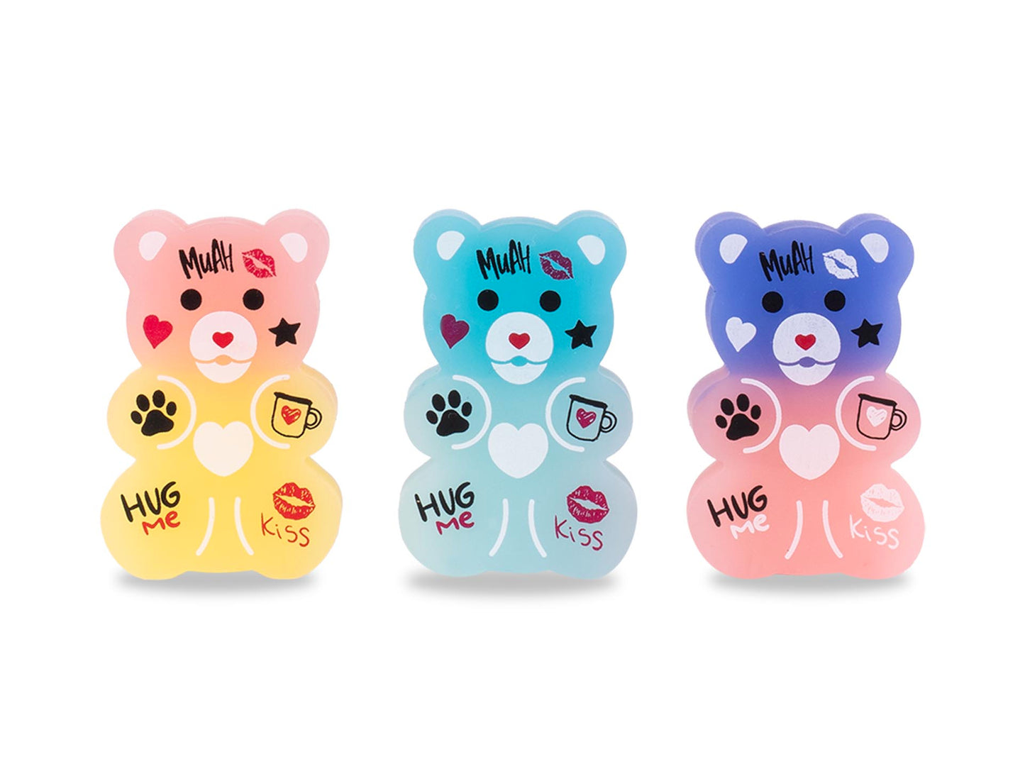 Gommine Coccolotti by Colourbook 3pz - Set Pastel e Fluo