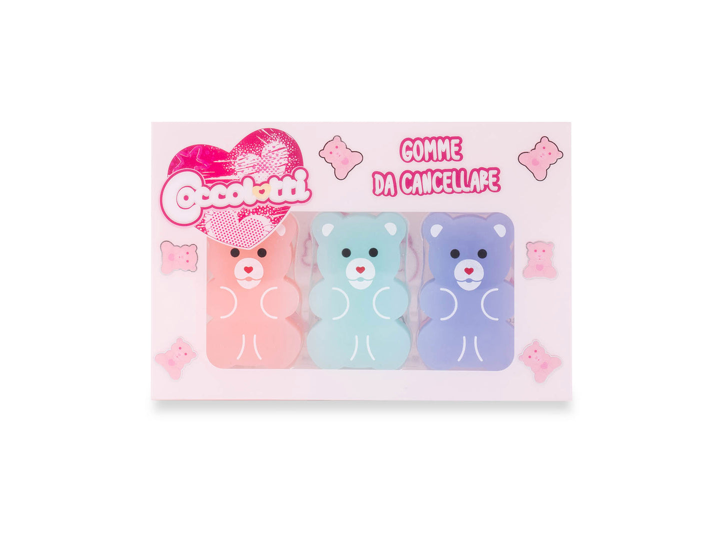 Gommine Coccolotti by Colourbook 3pz - Set Pastel e Fluo
