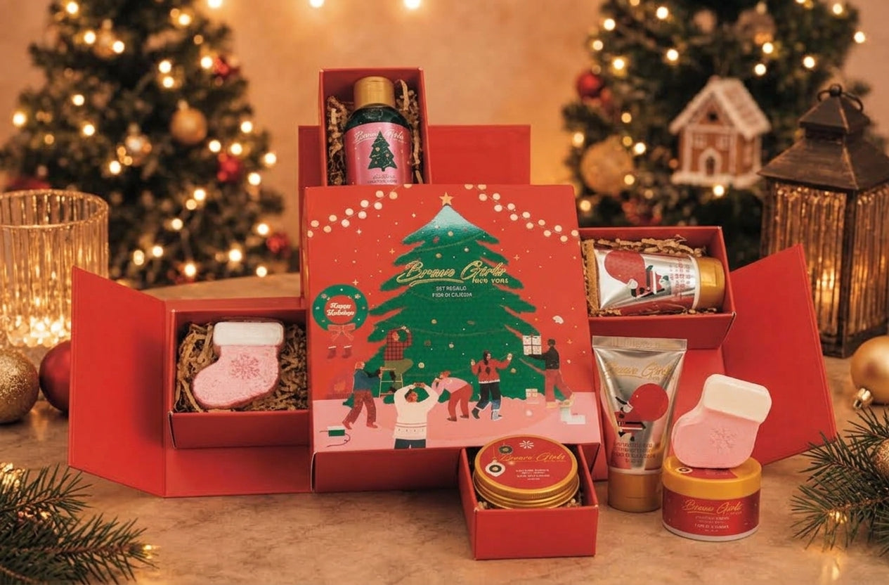 Box Regalo Happy Holiday 4 Cassetti | Kit Bagno Fiori di Ciliegio