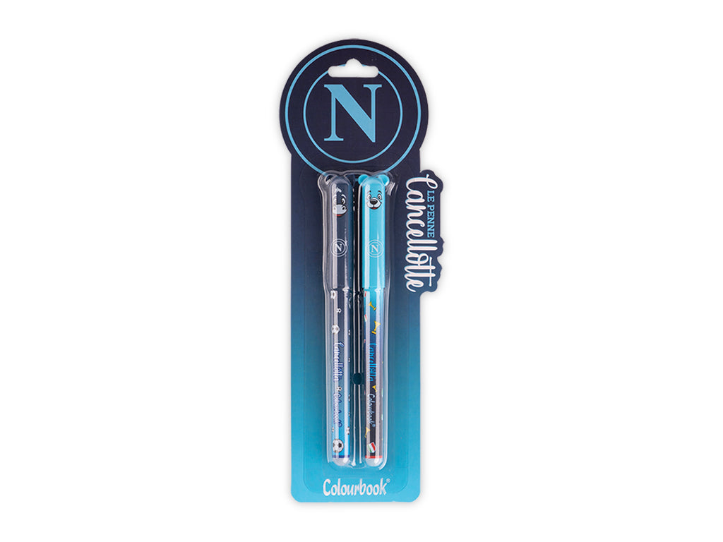 SSC Napoli Penne Cancellabili Colourbook – Set 2 Pezzi Blu e Rosso