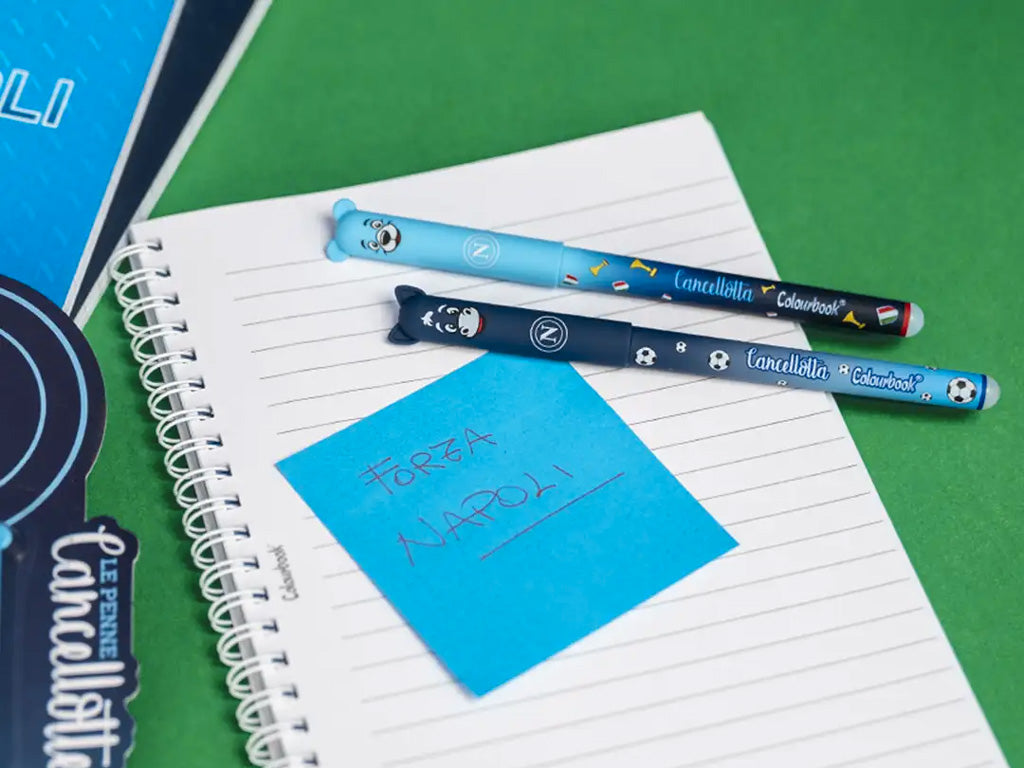 SSC Napoli Penne Cancellabili Colourbook – Set 2 Pezzi Blu e Rosso