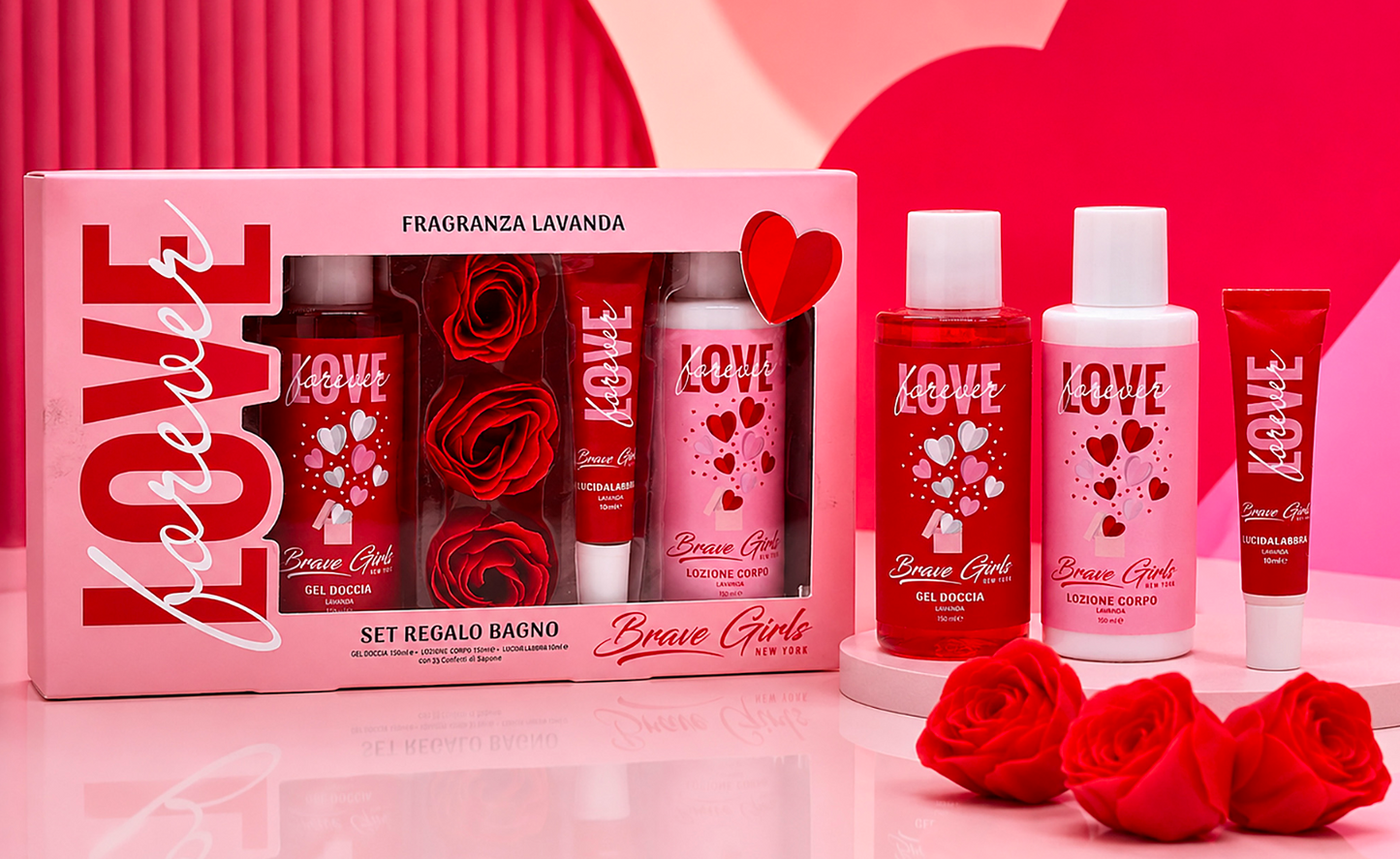 Cofanetto Brave Girls LOVE | Shower Gel, Body Lotion, Lipgloss e Sapone