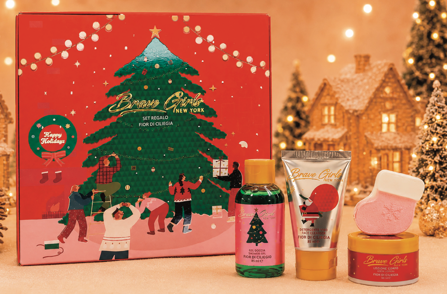 Box Regalo Happy Holiday 4 Cassetti | Kit Bagno Fiori di Ciliegio