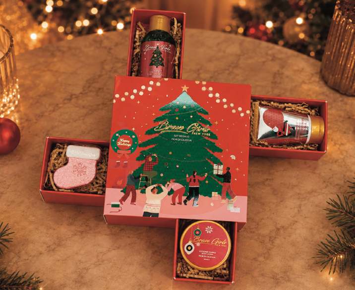 Box Regalo Happy Holiday 4 Cassetti | Kit Bagno Fiori di Ciliegio