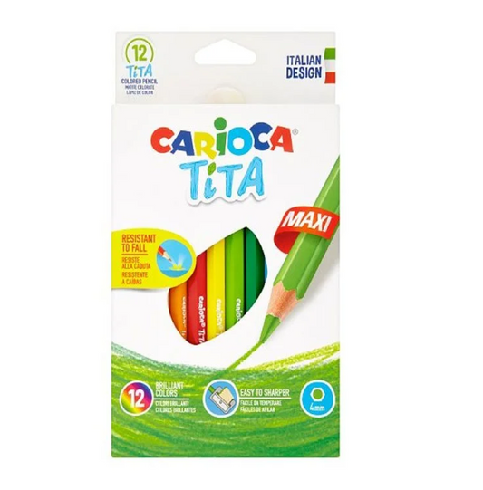 12 Pastelli Tita Maxi – Corpo 4mm Maneggevole per Bambini