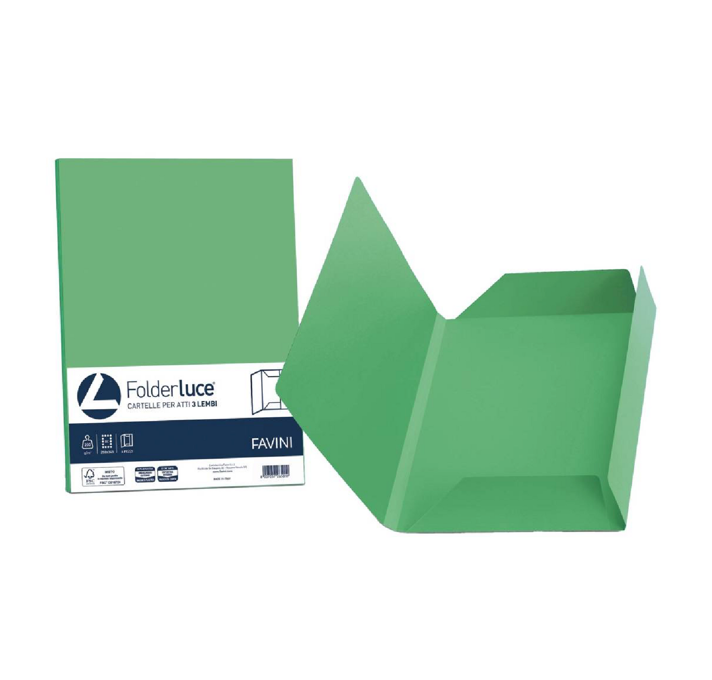 Cartelle tre lembi 25pz Verde