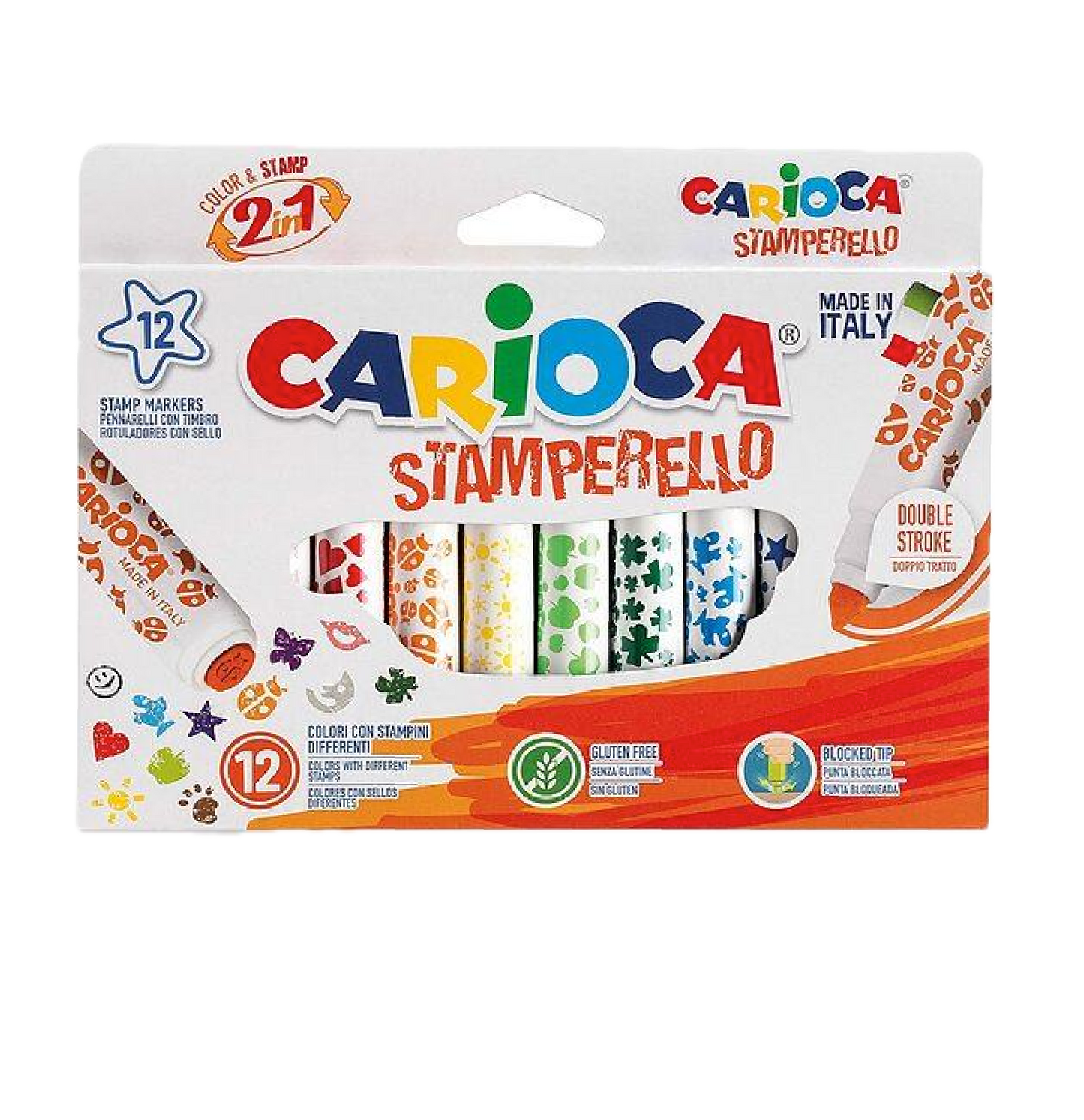 12 Pennarelli Stamperello 2in1 – Doppio Tratto e Timbro per Bambini