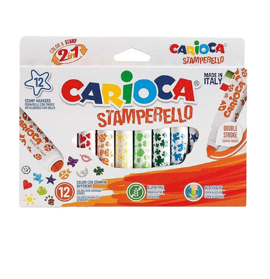 12 Pennarelli Stamperello 2in1 – Doppio Tratto e Timbro per Bambini