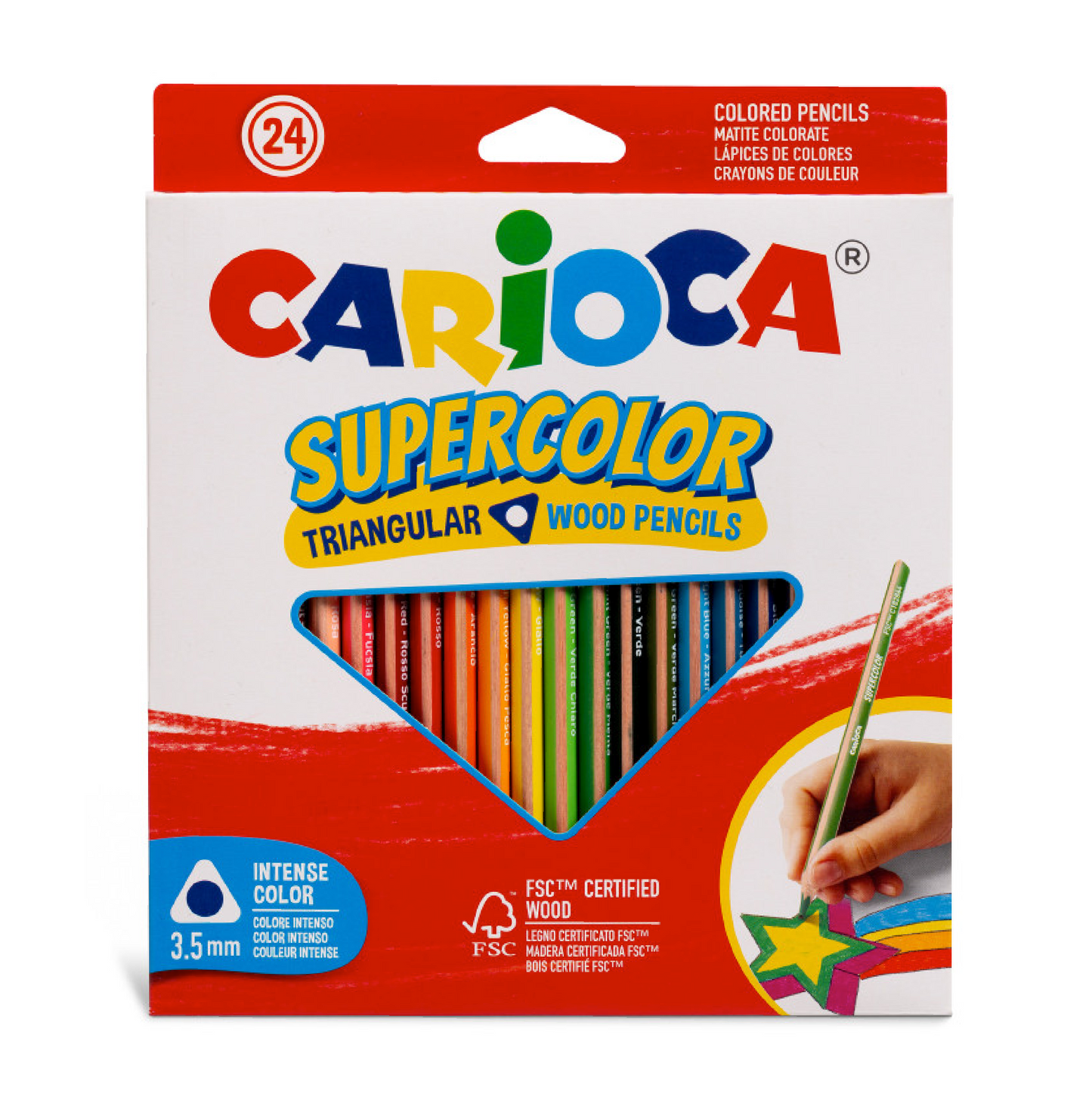24 Pastelli Supercolor Triangular – Colori Intensi e Presa Ergonomica