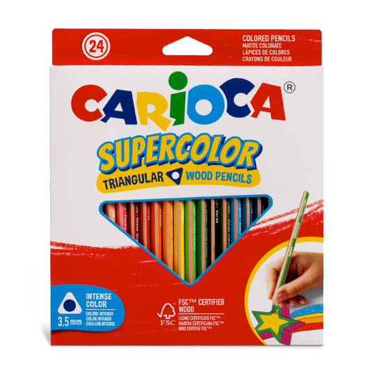 24 Pastelli Supercolor Triangular – Colori Intensi e Presa Ergonomica