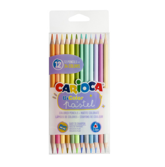 12 Pastelli Pastel Bicolor Triangular – Colori Doppi e Presa Ergonomica