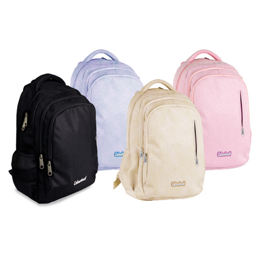 Zaino Scuola Glitter 30L Tecnico Resistente con Tasca PC e Porta Borraccia