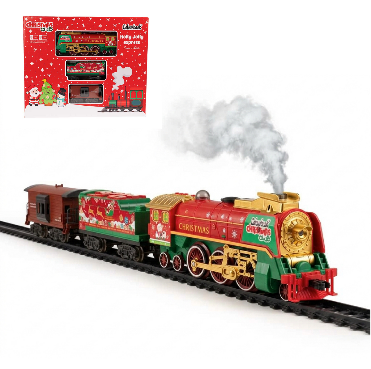 Trenino di Natale Colourbook Sotto l'Albero | Luci Suoni e Fumo Reale
