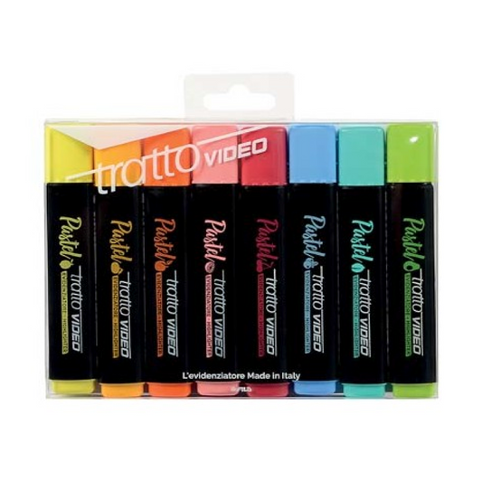 Bustina 8 Evidenziatori Tratto Video Pastel – Set Colori Delicati e Scrittura Fluida