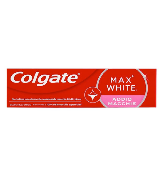 Dentifricio Max White Addio Macchie – Rimozione Macchie e Denti Più Bianchi
