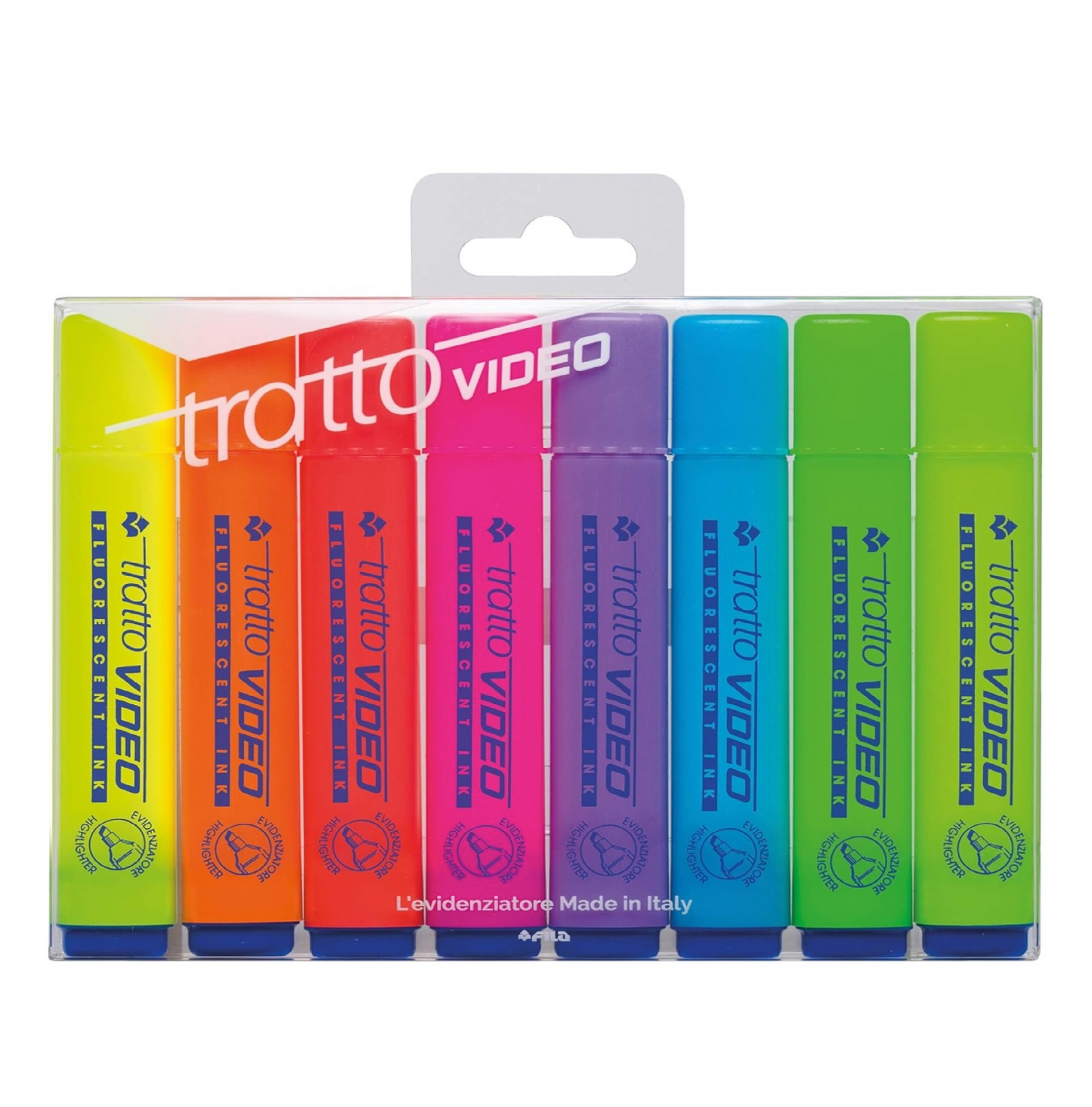 Bustina 8 Evidenziatori Fluo  – Colori Brillanti per Studio e Ufficio