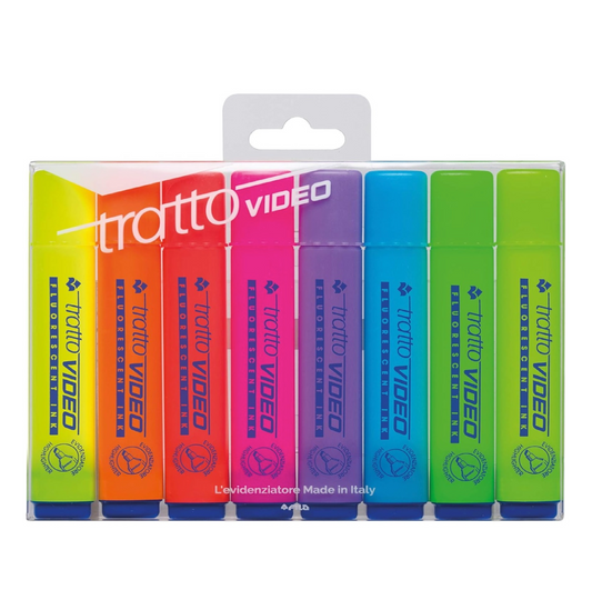 Bustina 8 Evidenziatori Fluo  – Colori Brillanti per Studio e Ufficio