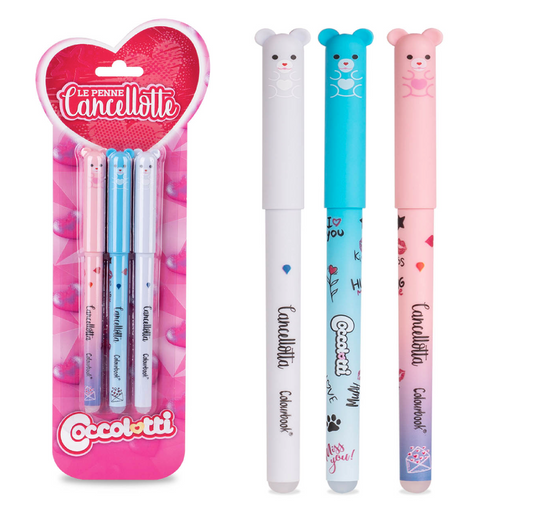 Penne Gel Cancellabili Coccolotti 3pz - Blu Rosso Nero